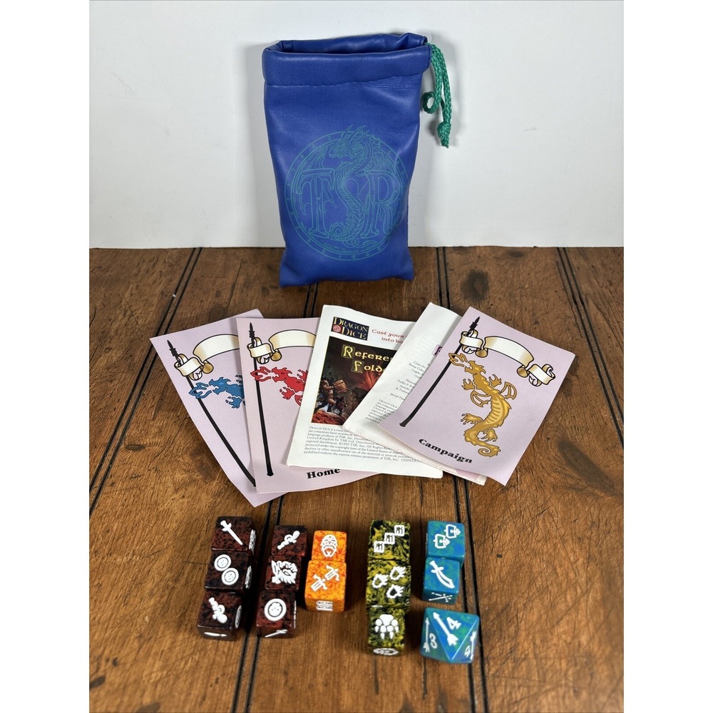 TSR 1995 Dragon Dice Role Playing‎ Game Bag 14 Dice D&D Dungeons Dragons Bag